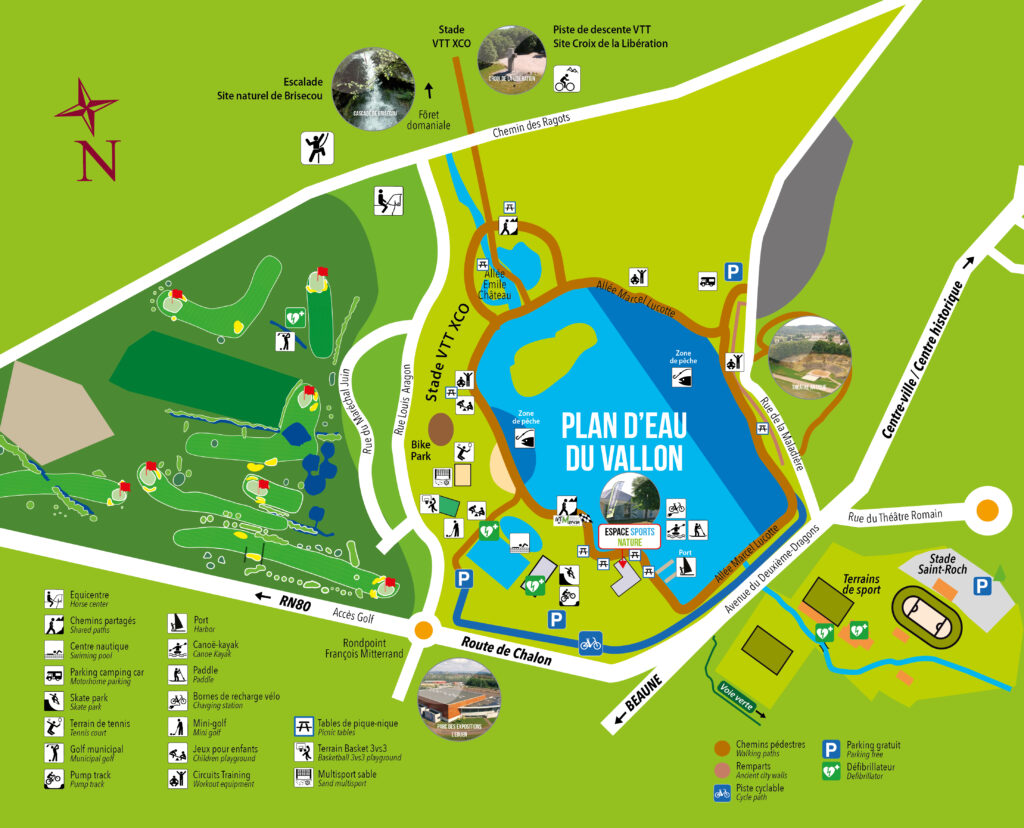 Plan de la base de loisirs Marcel Lucotte à Autun